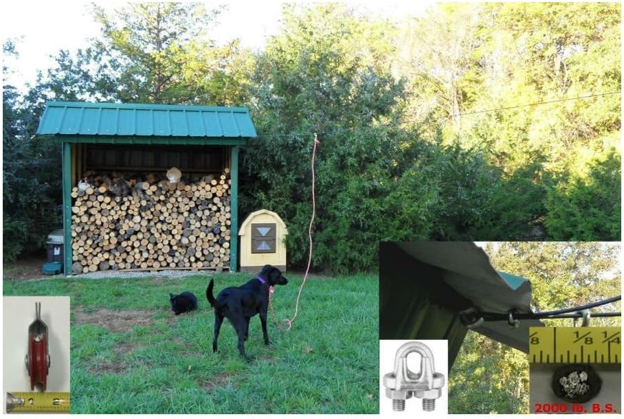 COLIBROX 150 Feet Heavy Duty Cable Aerial Dog Trolley Run Overhead or Clothes Line Wire