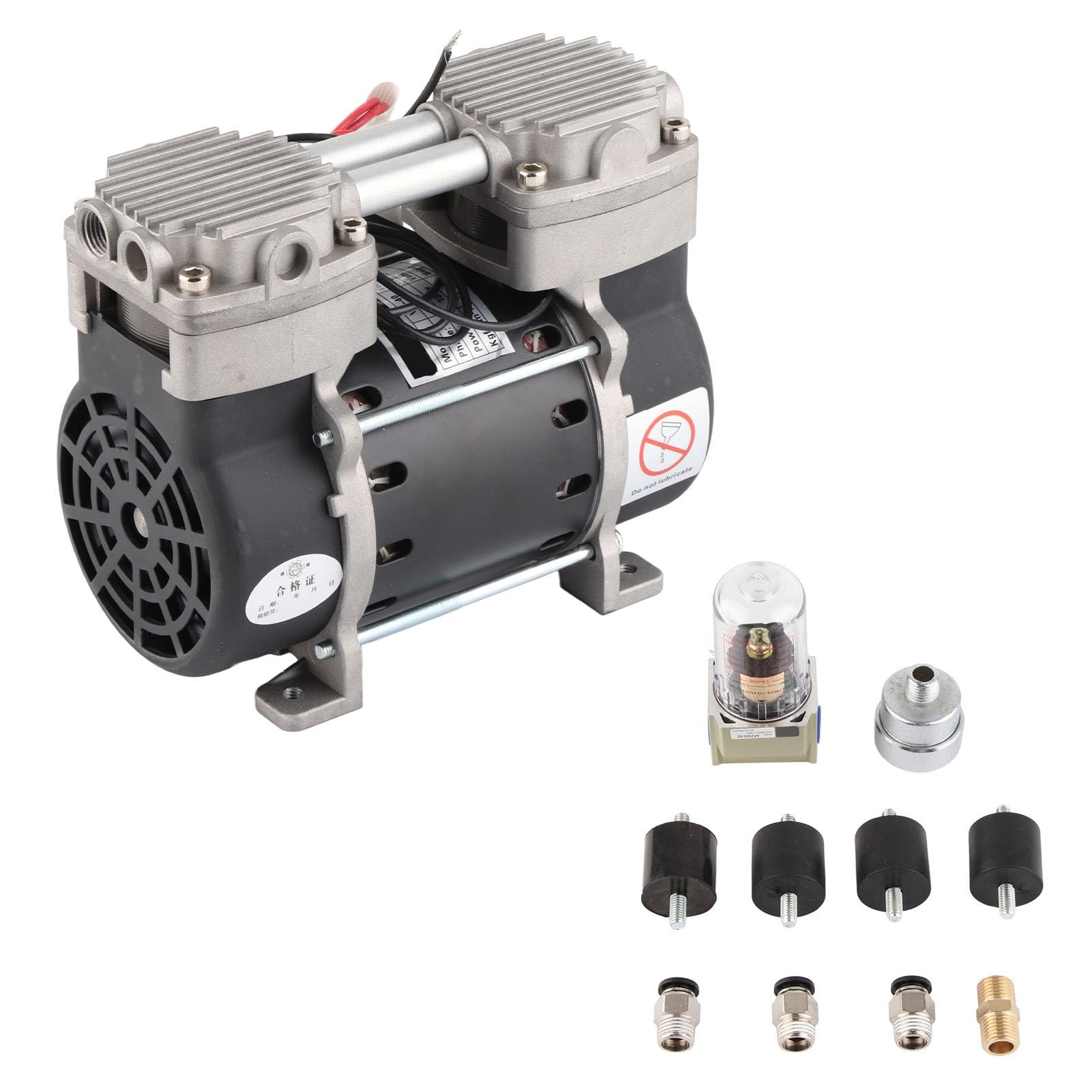 Ejoyous Pompa Próżniowa Bezolejowa Pompa Membranowa 220 V 130 W 36 L Min Niski Poziom Hałasu z Tłumikiem Filtra Aluminium Miedź do Wyposażenia Maszyn Laboratoryjnych Wydech Powietrza