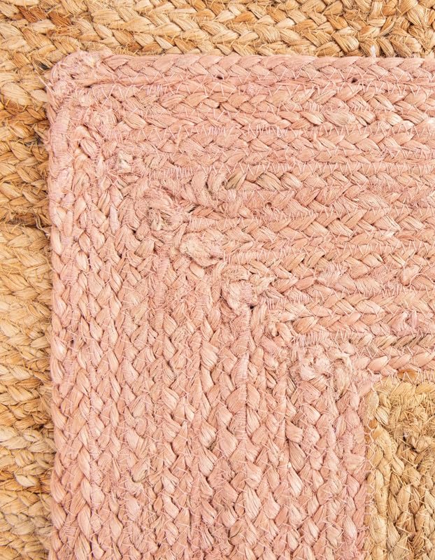 Tapis ovale en fibre naturelle rose, blanc et jute naturelle, 0,9 x 1,5 m, tissé à la main | Décoration d'intérieur rustique et contemporaine | Tapis durable pour chambre à coucher