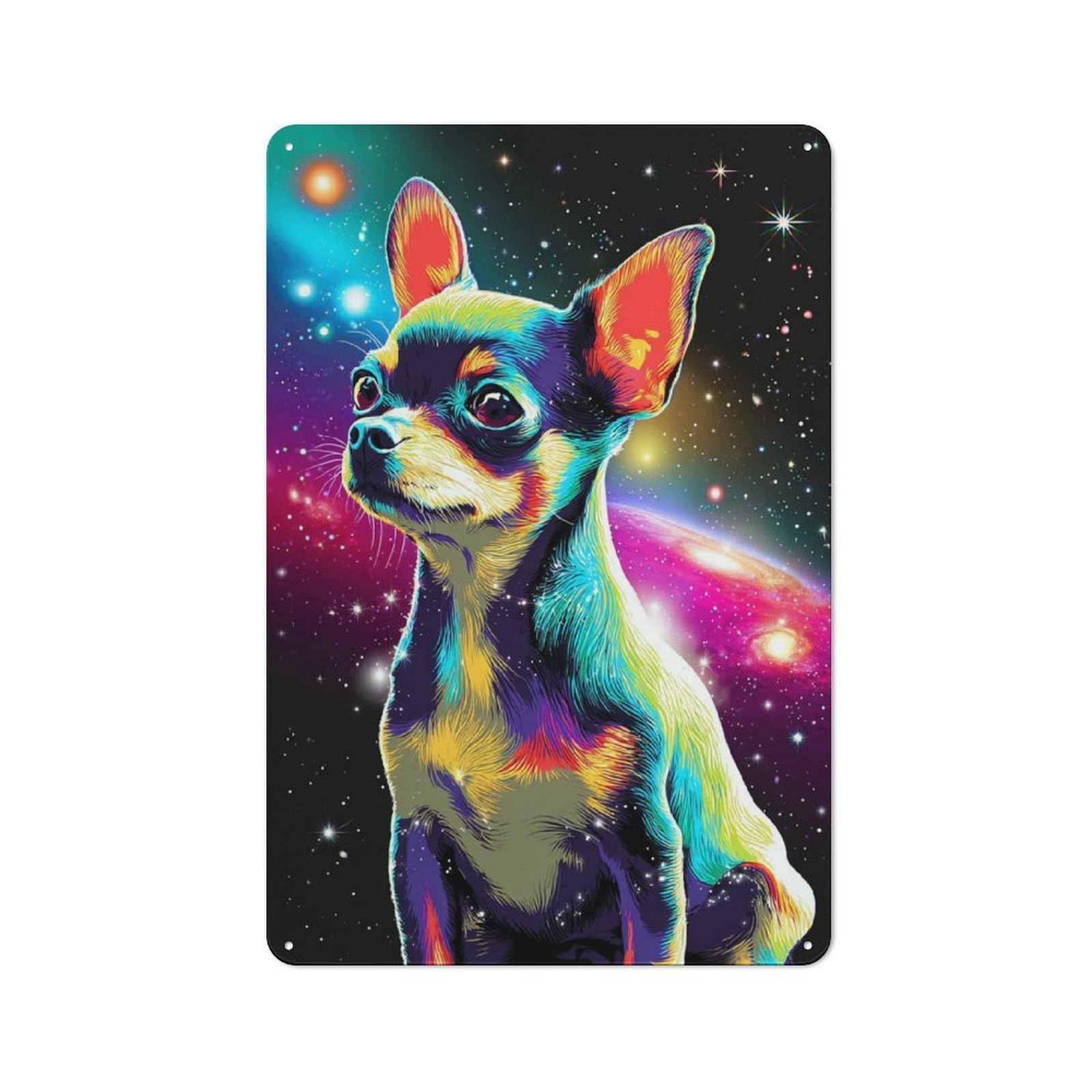 Junmoney Space Pup A Cosmic Canine Adventure Retro Metal Plaque 30X20cm For Guest Room Or Hallway, Housewarming Present For People Styling Guest Room And Hallway