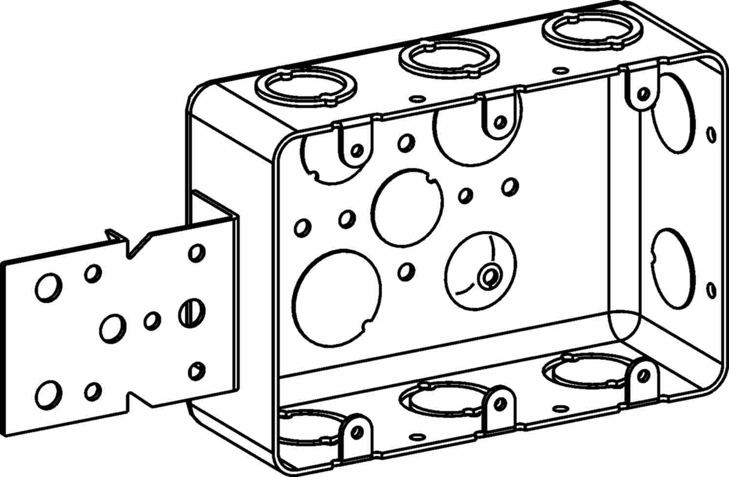 Boîtier handy box Orbit DHB-3-B de 2 1/8 pouces avec supports B et entrées CKO