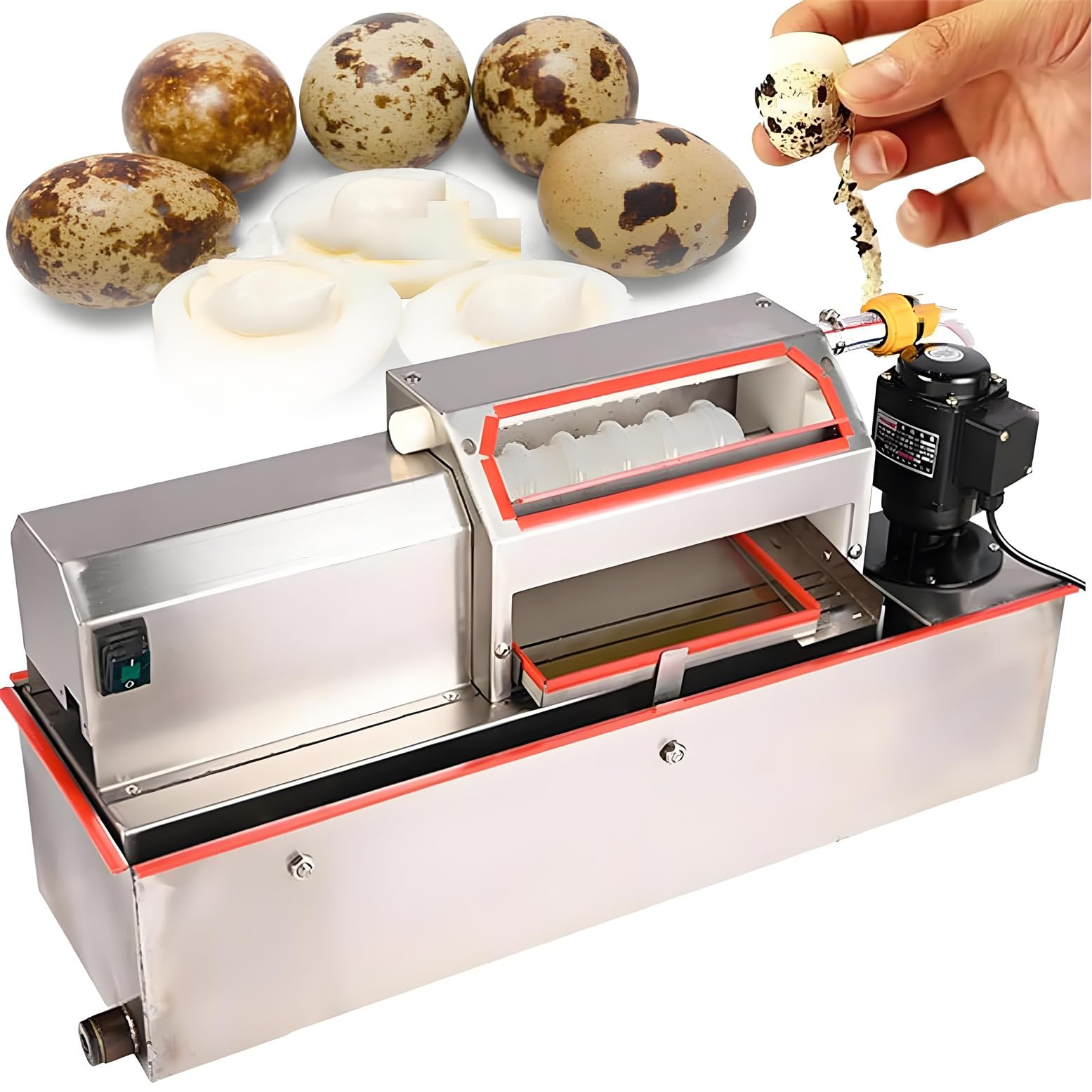 Éplucheur d'œufs de caille électrique – Machine à décortiquer automatique commerciale, 73 x 24 x 33 cm