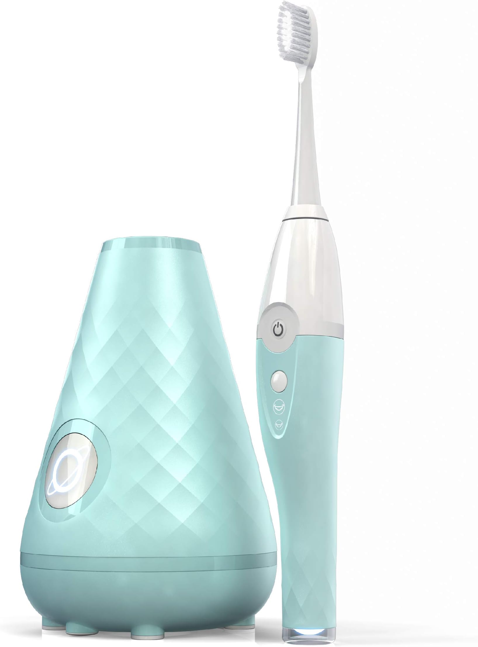 TAO Clean Umma Diamond Sonic Toothbrush and Cleaning Station, Electric Toothbrush with Patented Docking Technology, Ergonomic Handle, Dual Speed Settings, Light Blue