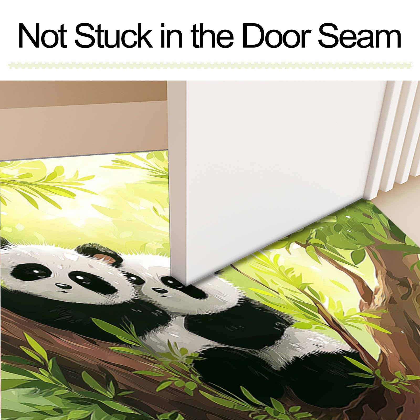 Waschbar Fußmatte Panda Aus Astbaum - 80x120cm -Willkommen Fussmatte Wald-Cartoon-Tiere rutschfeste Fußmatte für den Eingang für Hauseingänge, Flure, Außentüren