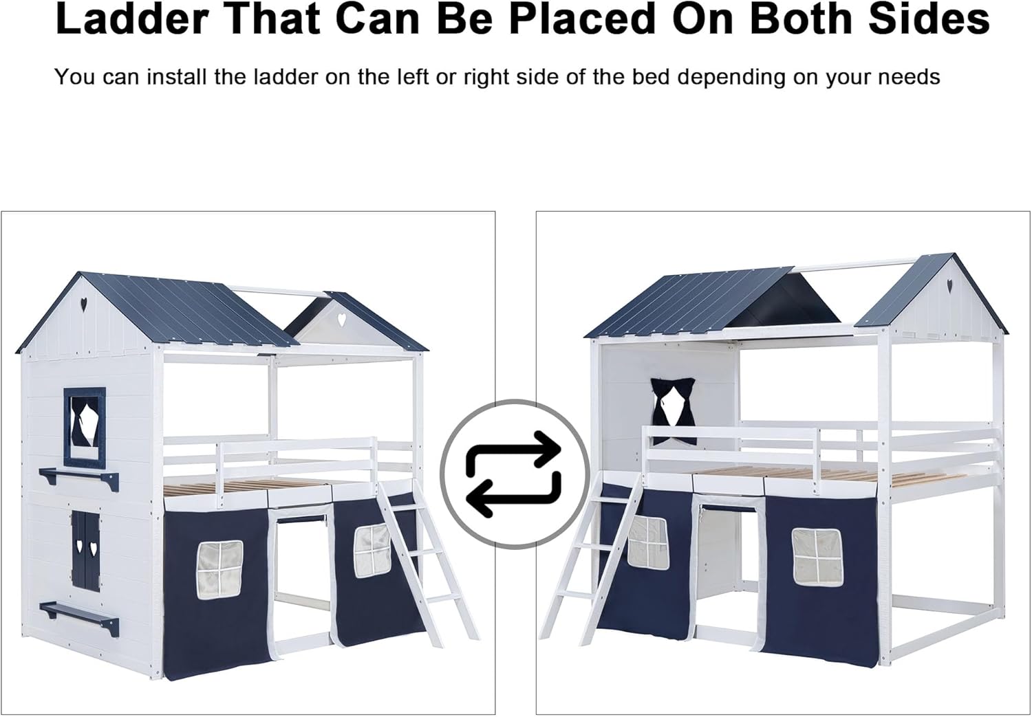 Ladder placement options for the Linique Bunk Bed