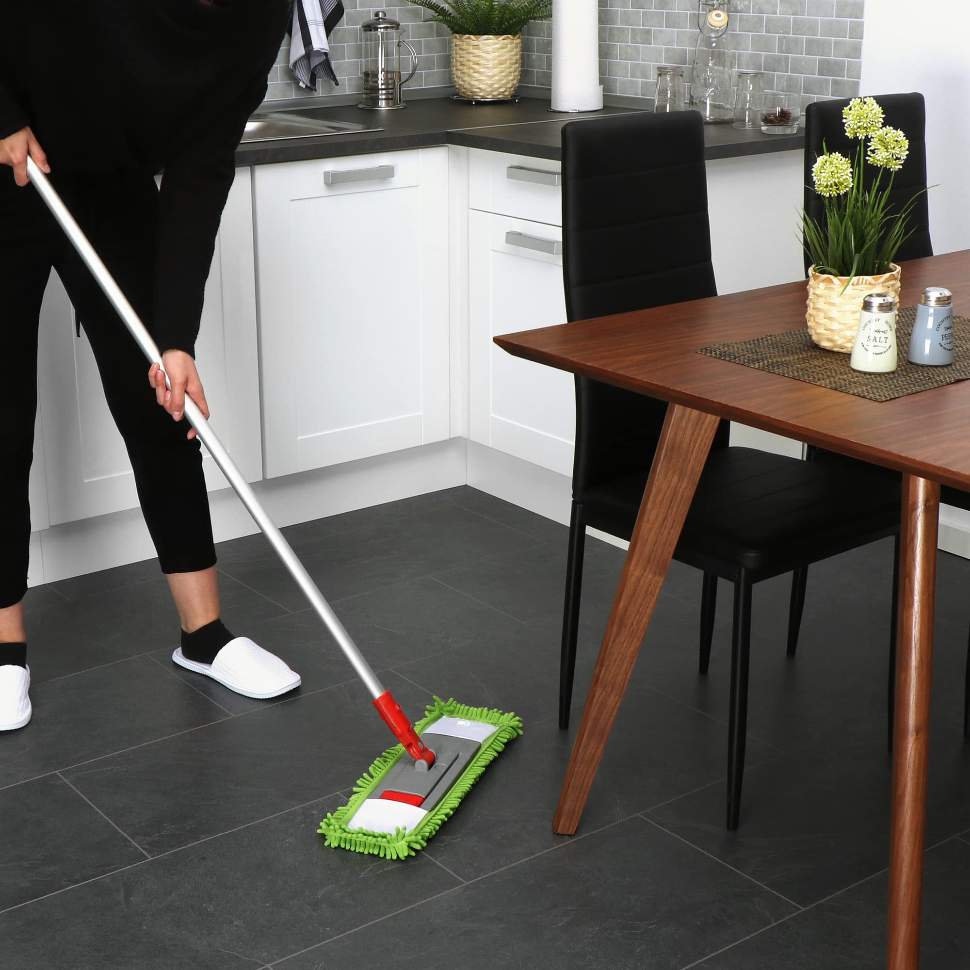 COM-FOUR® 4x wymienna nakladka na wycieraczki do podlóg - nakladka na wycieraczke wykonana z szenilowej mikrofibry do dokladnego czyszczenia przestrzeni (04 sztuki - niebieski/rózowy/zólty/zielony)