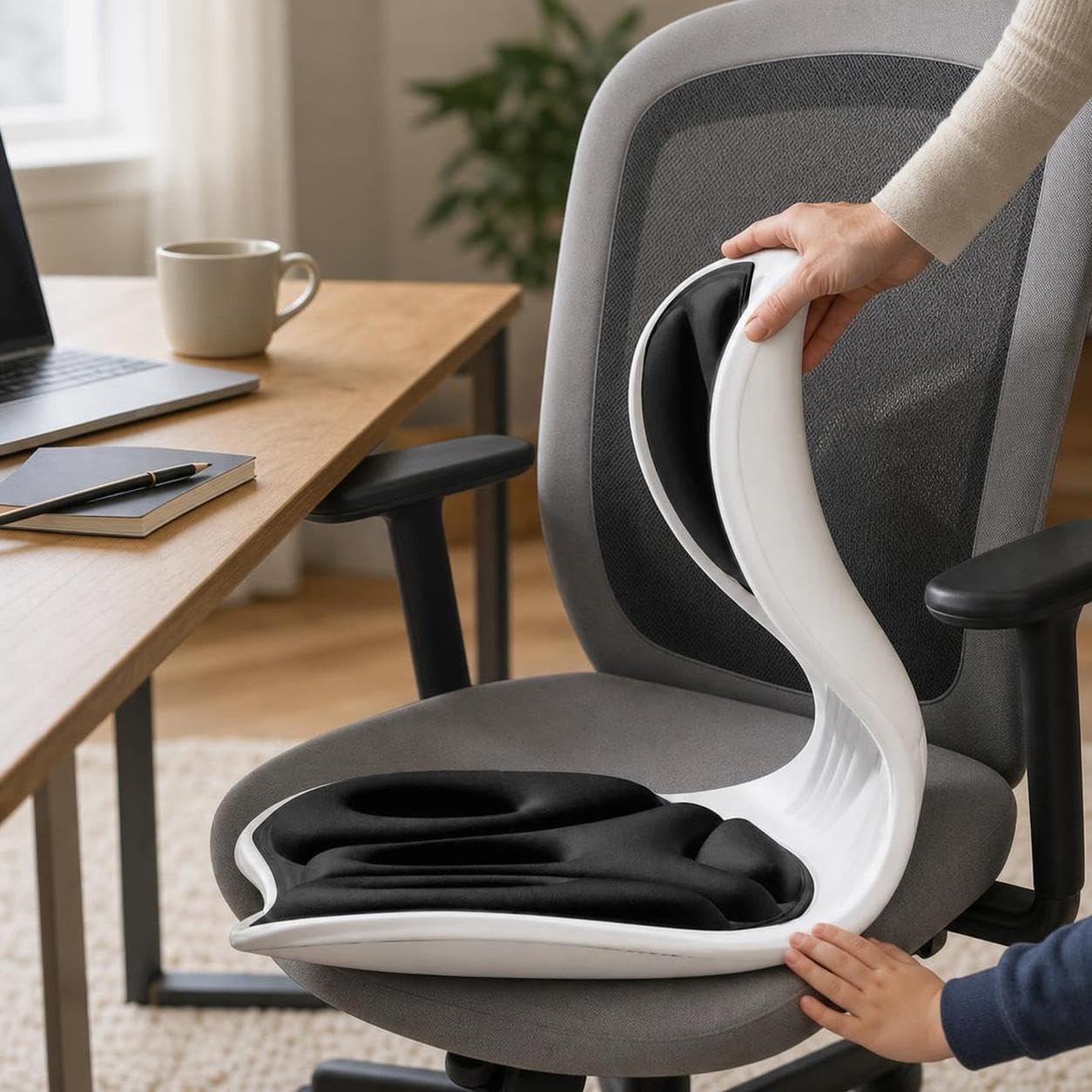 Coussin Lombaire Ergonomique avec Appui Dossier Réglable en Fibre Polyester et Coton Mémoire pour Soulager la Pression du Bas du Dos en Position