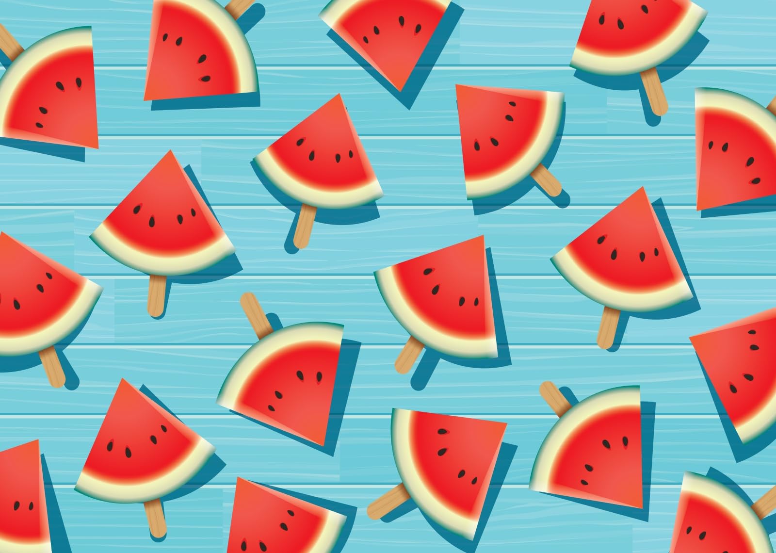 Stoff 4.5x2.5m Wassermelonen EIS am Stiel Hintergrund Wassermelonen Scheibe EIS am Stiel Blauer Holzhintergrund Sommerfrucht Fotohintergrund für Sommer Poolparty Kindergeburtstag