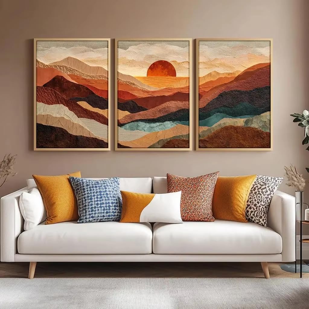 IHHGNB 3pc Modern Beach Wall Art, Nature Art for Dining Room Office Artwork Boho Unframe Canvas Wall Art Prints(50x75cm(20x30in) x3/No frame)