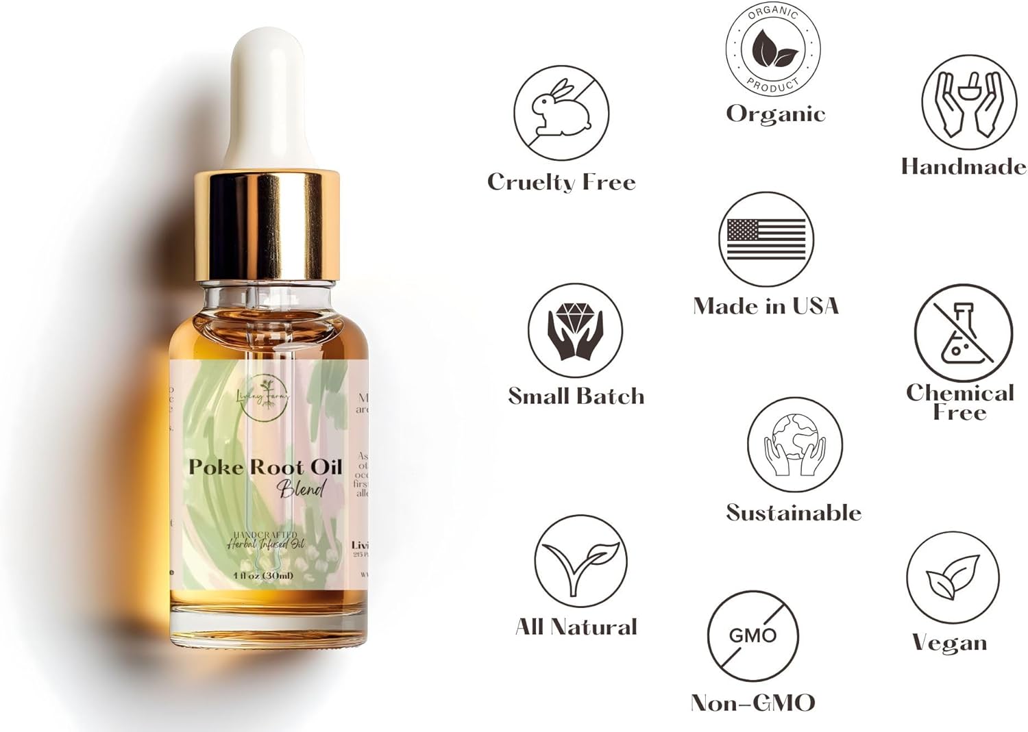 Organic Poke Root Oil with Castor Oil for Lymphatic Support - Cysts, Boils, Fibroids, Swollen Lymph Nodes, Breast & Joint - Handmade in The USA - Image 5