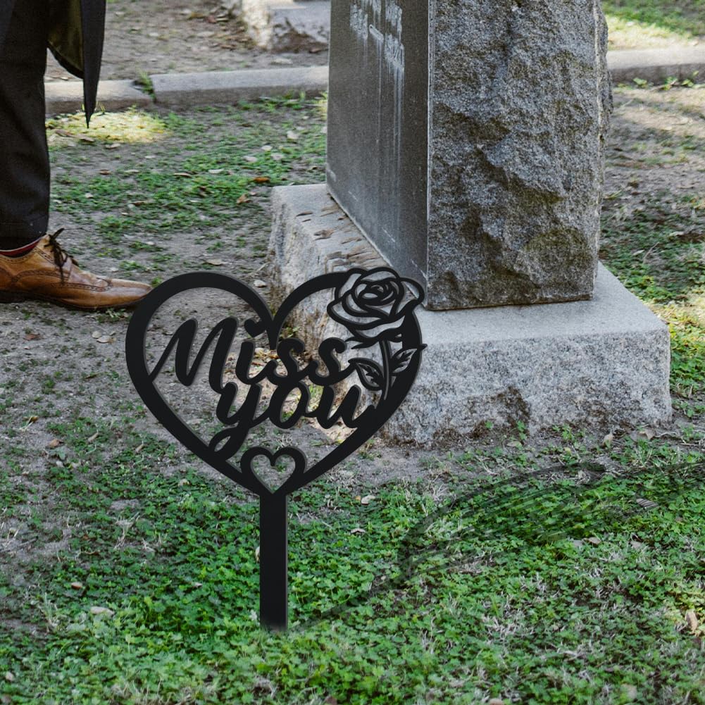 Wesiti Memorial Stakes Dad Metal Heart Cross Grave Markers Grave Garden Remembrance Signs Plaque Stake Waterproof Sympathy For Father Cemetery Decorations Outdoor Yard, 6.5 X 11.81 Inches