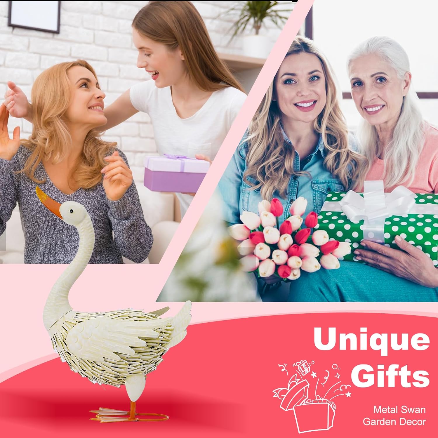 Beige Goose Metal Statue - Outdoor Porch Patio Garden Decor - 19 Inch Metal Home Furnishing Artwork - Unique Goose Gifts