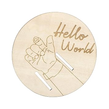 Wooden Baby Birth Bracelet Keepsake Plaque Engraved Disc Birth Sign Gift for New Parents Hello World