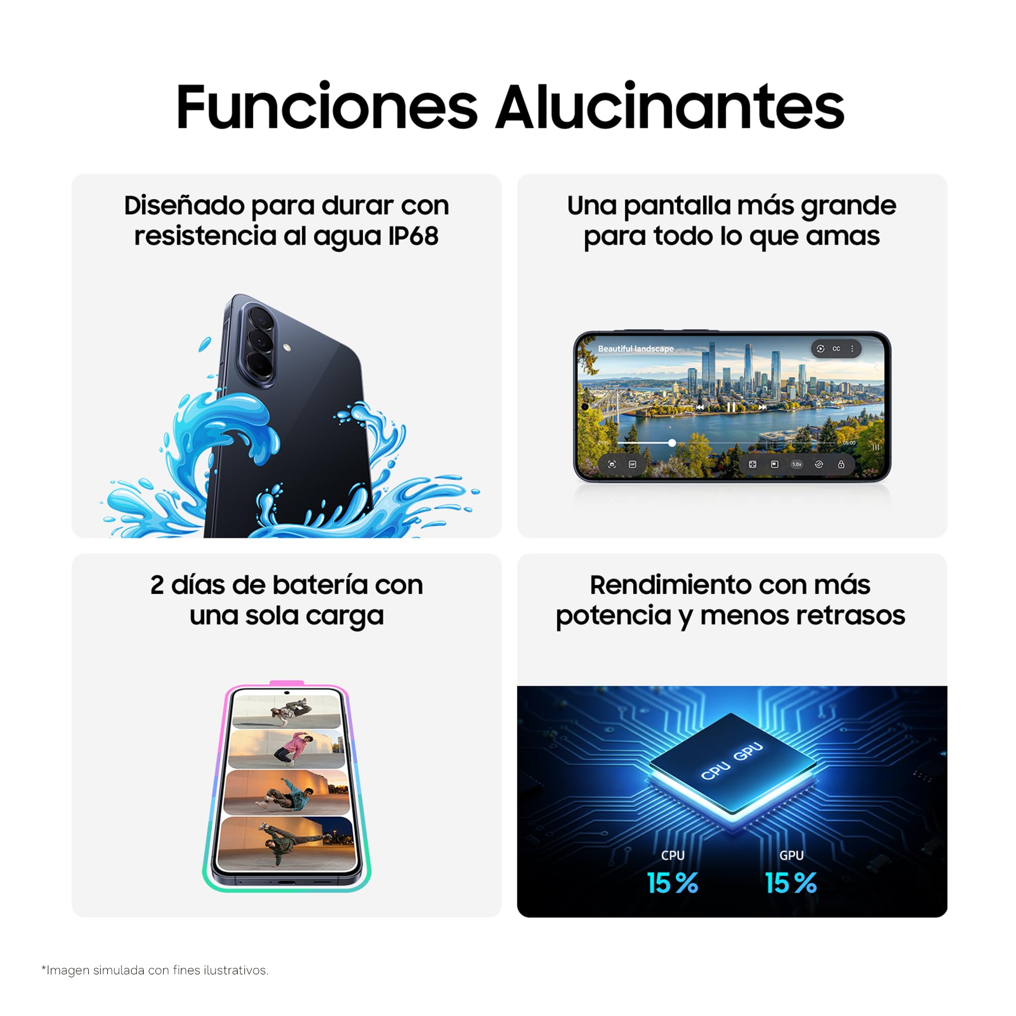 Samsung Galaxy A57 5G, 256GB, Móvil Fino con IA, 8GB, Gran Angular 50MP, Autonomía 2 Días, Batería 5000mAh, IP68, Garantía del Fabricante 3 Años + 1 Año Extra, Color Azul Oscuro (Versión Española)
