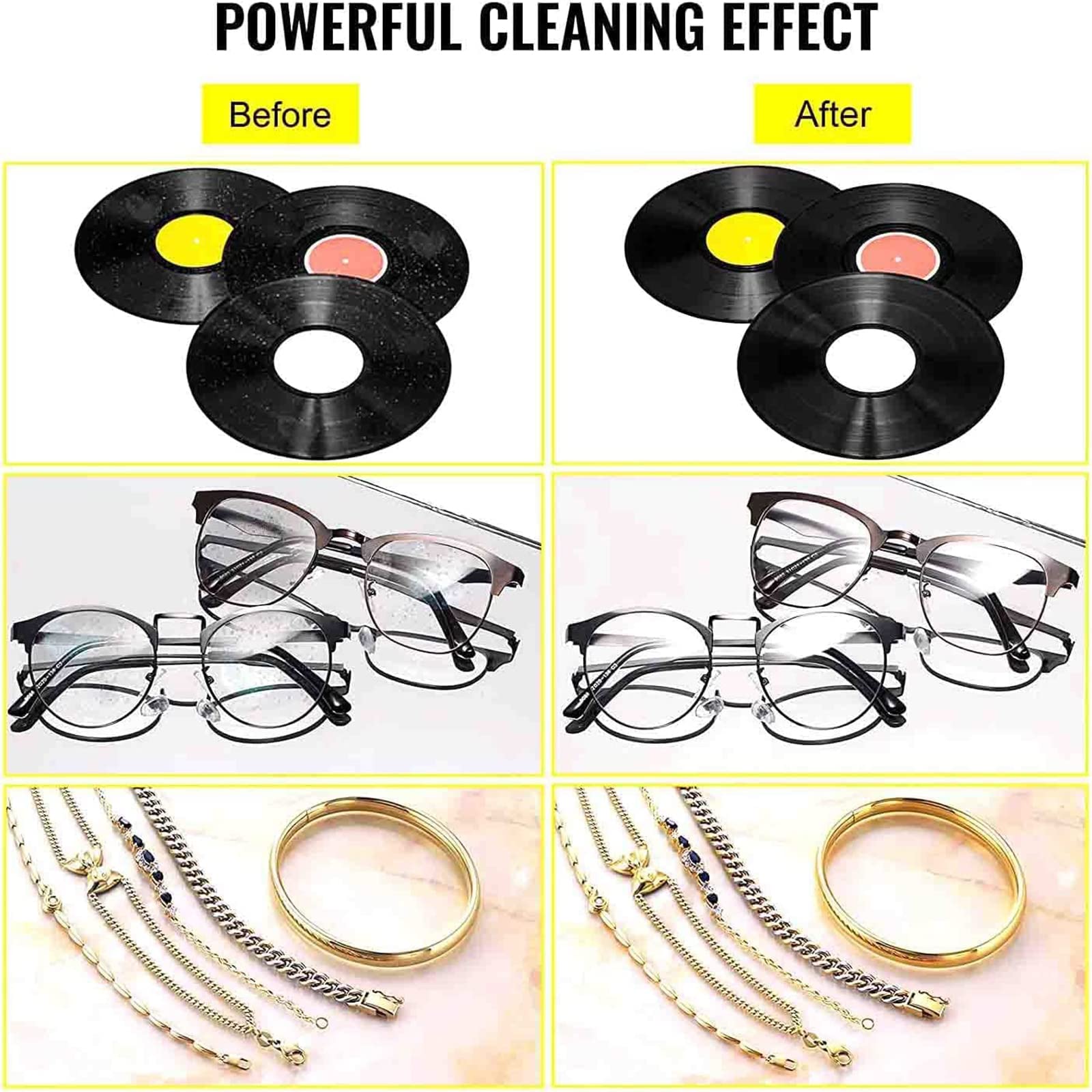 MObyat Pulitore Ad Ultrasuoni per Dischi in Vinile, Macchina Cavitazione Sonica Portatile 6 Litri con Timer/Staffa Digitale, Lava Fino a 4 Dischi in Vinile, Occhiali Ferma Orologi per Gioielli