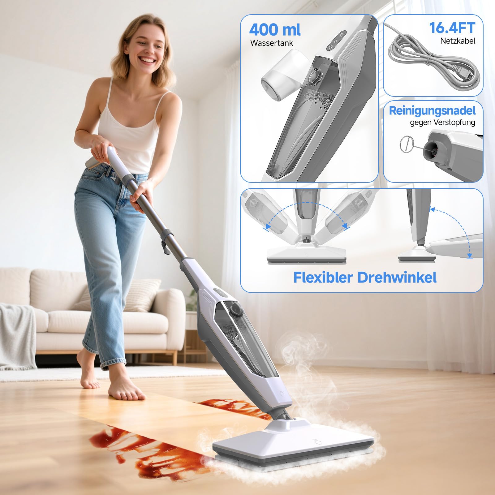 SENMO Dampfreiniger mit abnehmbarem dampfreiniger handgerät Grau