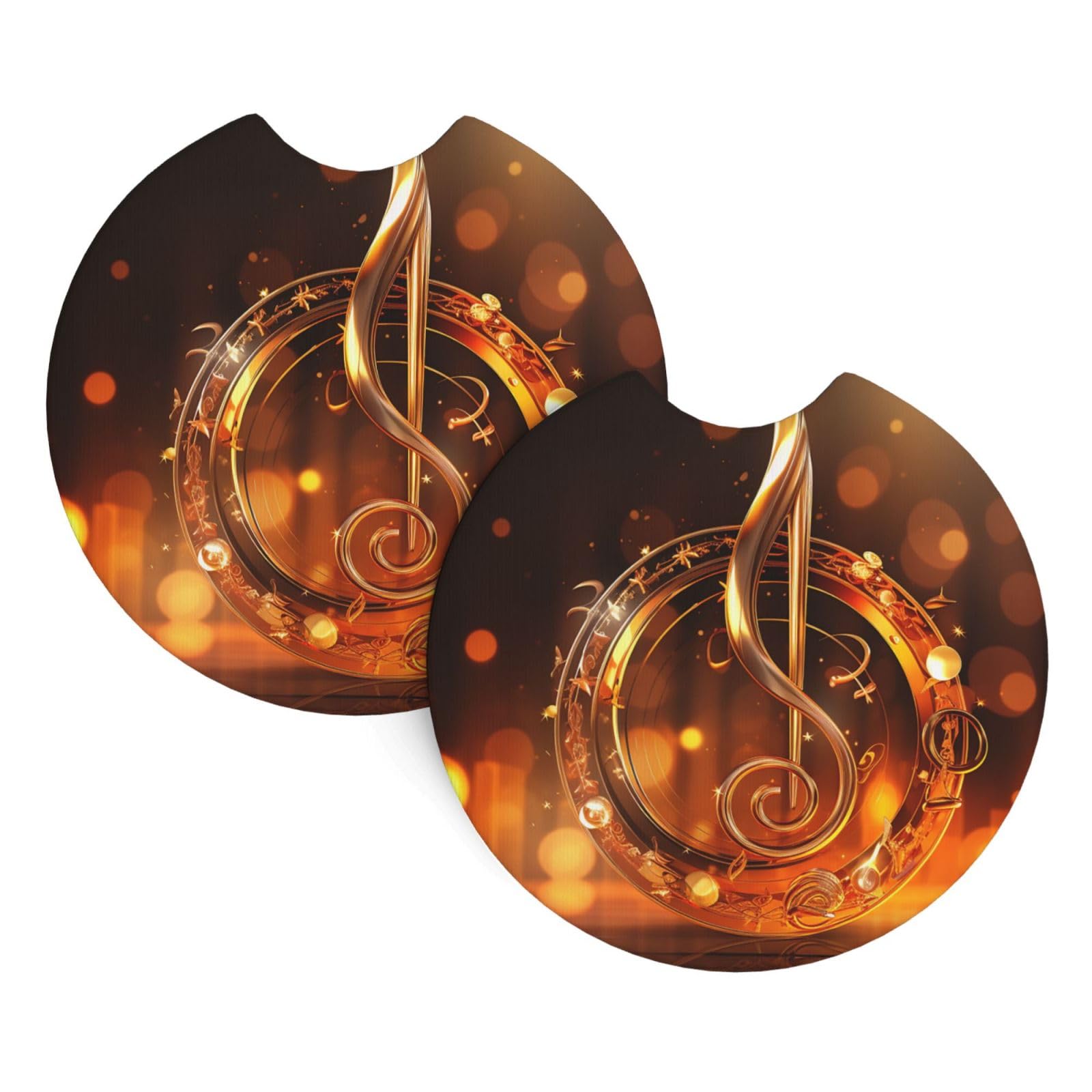2 Pack Car Coaster for Cup Holders Musical Note Car Cup Coaster 2.7" Neoprene Non-Slip Automotive Cup Mat Universal Auto Car Interior Accessories for Women Men Cup Pad