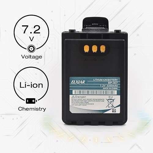 Miniatura 2 de ROWSHEP Paquete de 2 baterías de iones de litio 7.4V 3300mAh BP-307 para Icom ID-51E IP-503H IP-100H IP-501H ID-52E IC-705 ID-31E (paquete de 2)