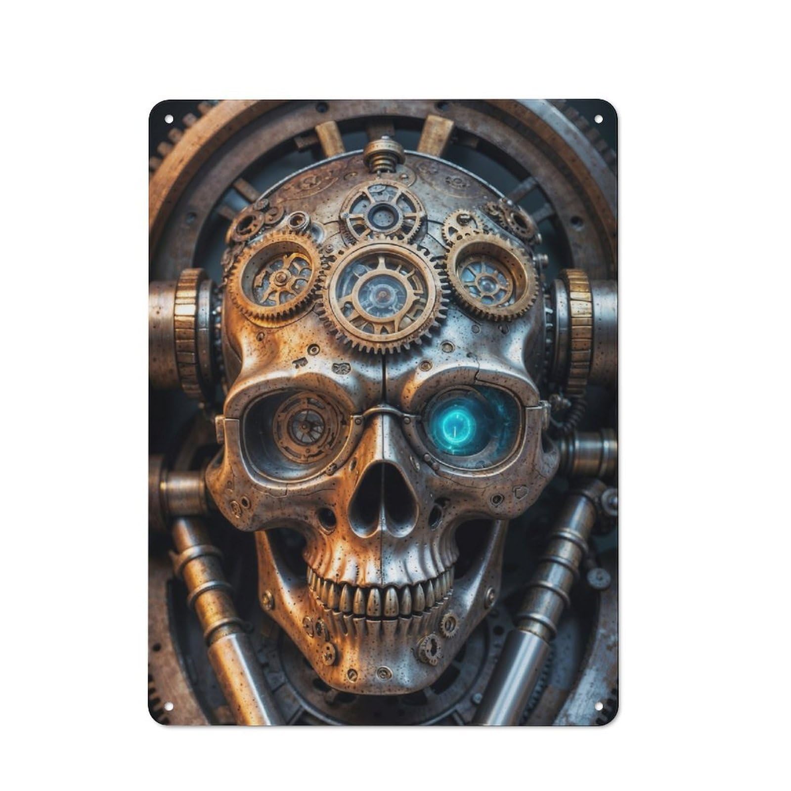 Industrial Steampunk Skull Retro-style Tin Sign 40x30cm for Café Or Restaurant, for Cooler-season Styling in Café And Restaurant
