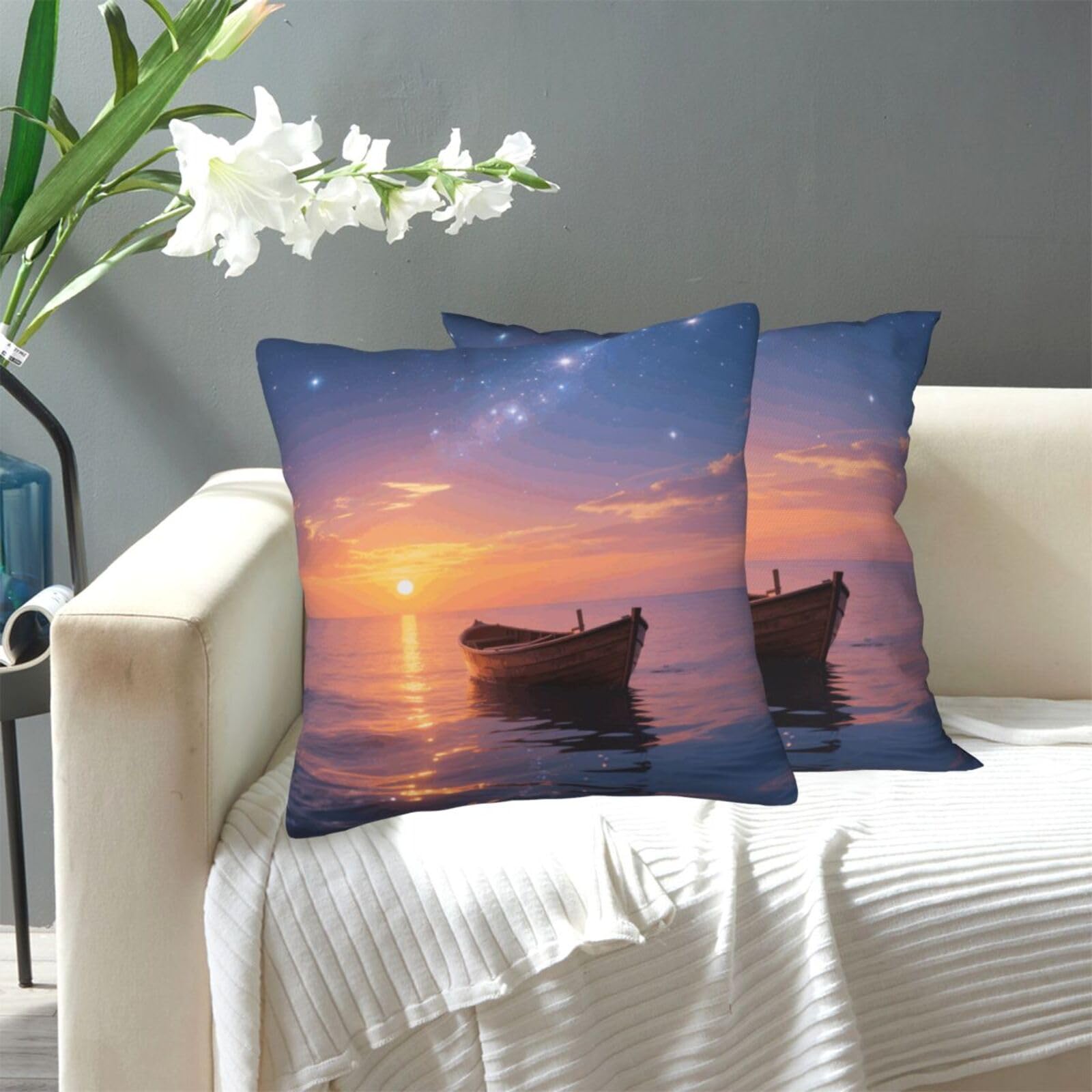 FekiLoot Decorative Throw Pillow Covers Modern Farmhouse Pillowcase Double Sided Cozy Cushion Cover for Sofa Couch Bed 20"X20" Ocean After Storm