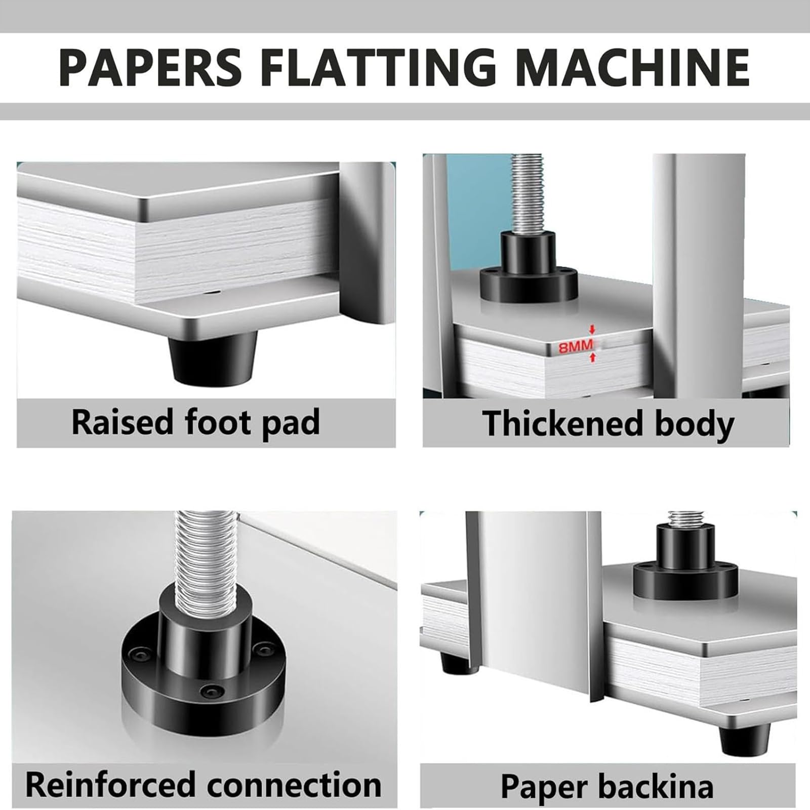 MObyat Macchina Pressa Manuale per Carta, Formato A5, A4, A3, con Pressa A Pinza E Deflettore A 3 Posizioni in Acciaio Rinforzato, Portata 1500 kg per Rilegatura E Carta, Ideale per A5