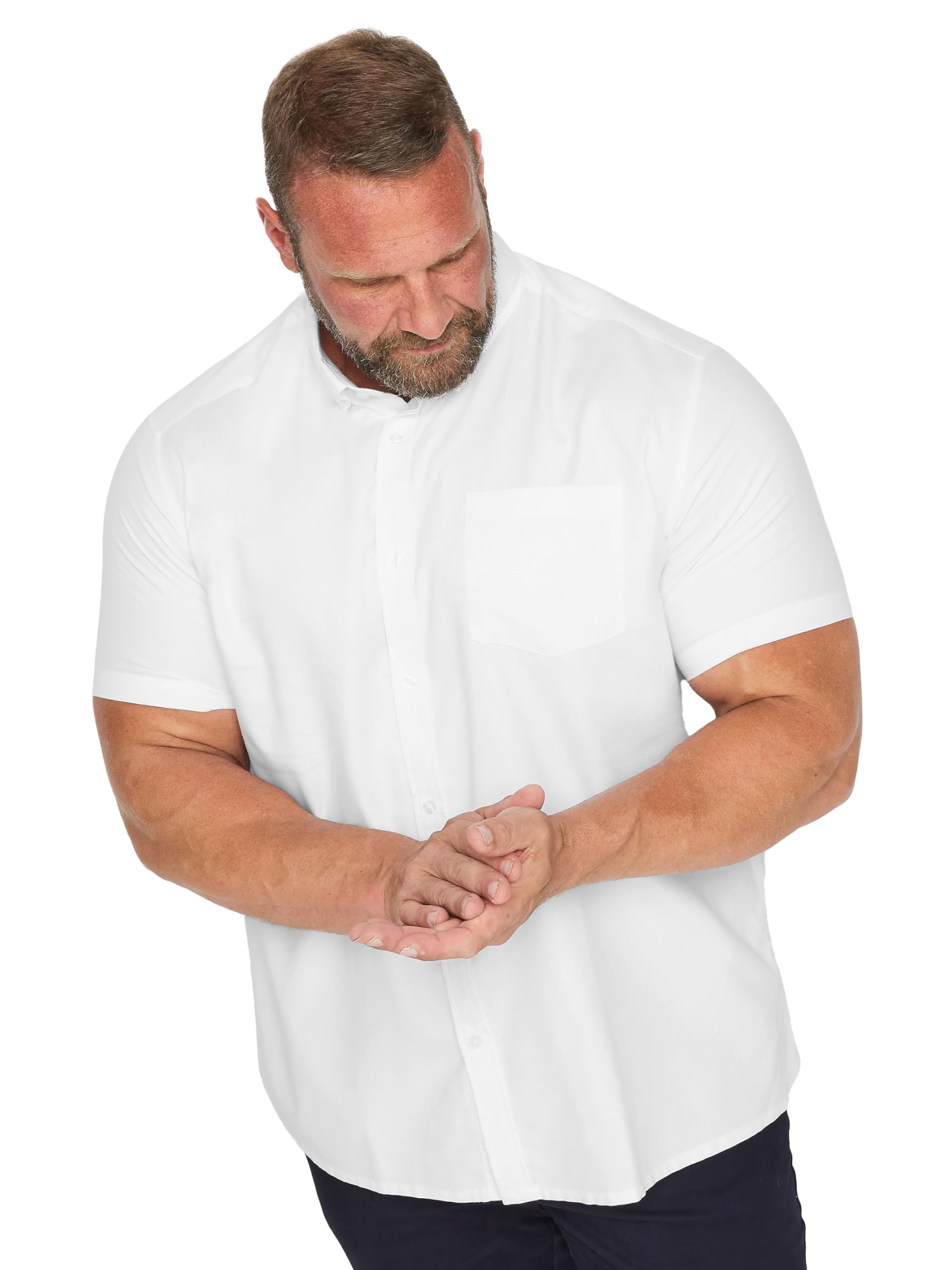 BadRhino Oxford Weave Long Sleeve Shirt, White, Size 3Xl, Men
