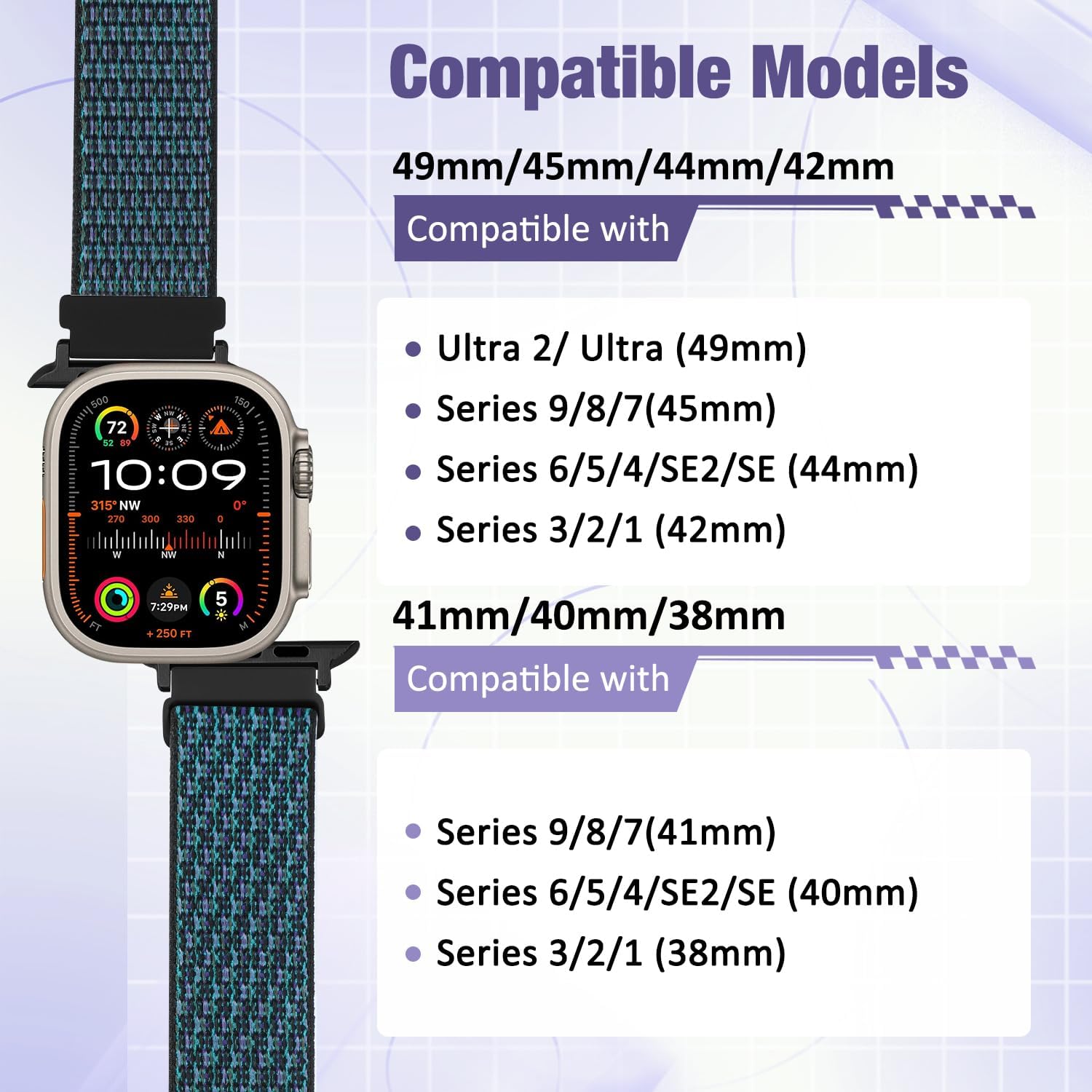 Nylon Sport Loop Band Compatible with Apple Watch Band 38mm 40mm 41mm 42mm 44mm 45mm 46mm 49mm Women Men, Soft Breathable Strap for iWatch Series 11 10 9 8 7 6 5 4 3 2 1 SE Ultra 3/2/1 - Image 5
