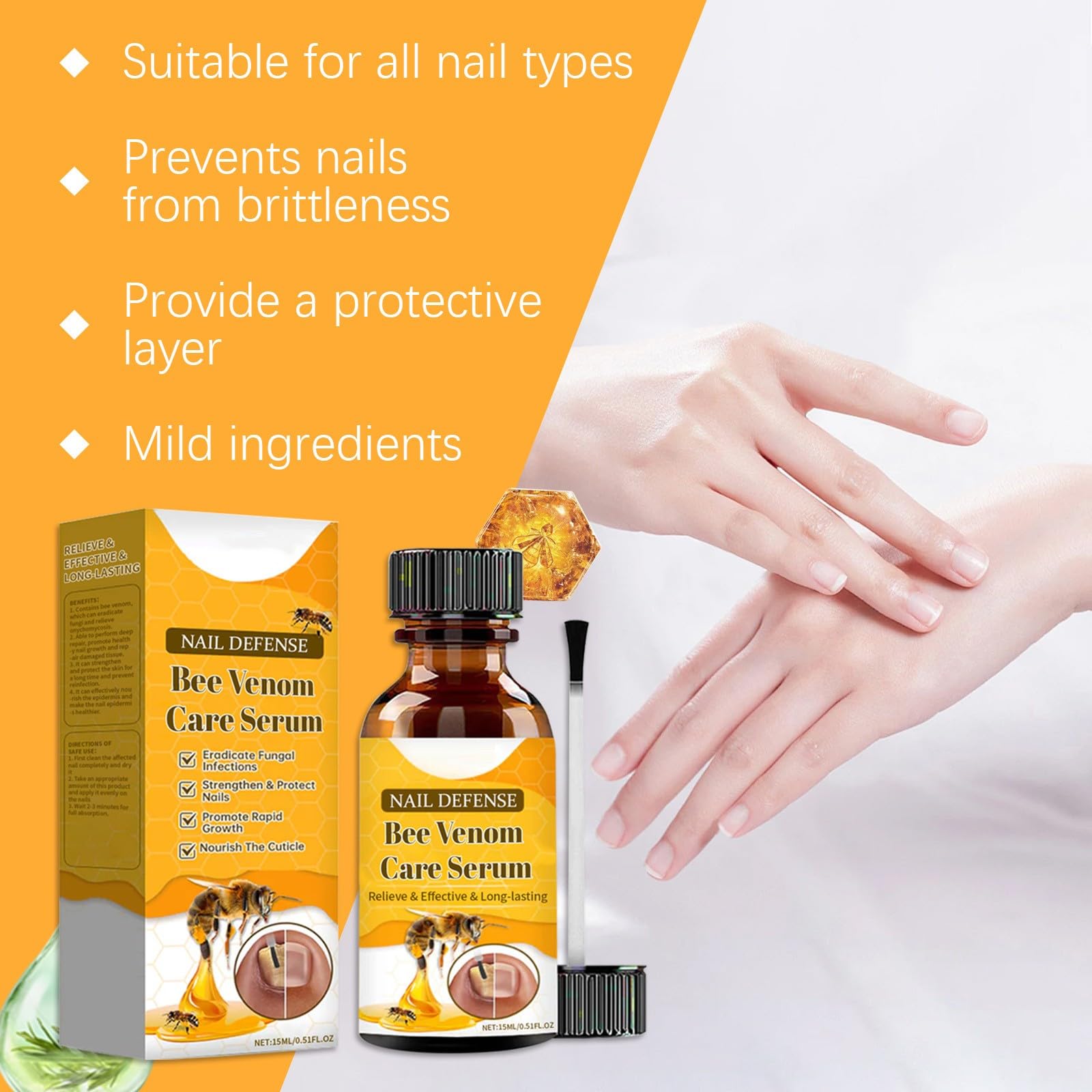 Trattamento per unghie incarnite al veleno d'api, siero per il trattamento delle unghie, siero per la crescita e la riparazione delle unghie, trattamento per unghie incarnite, trattamento con olio per