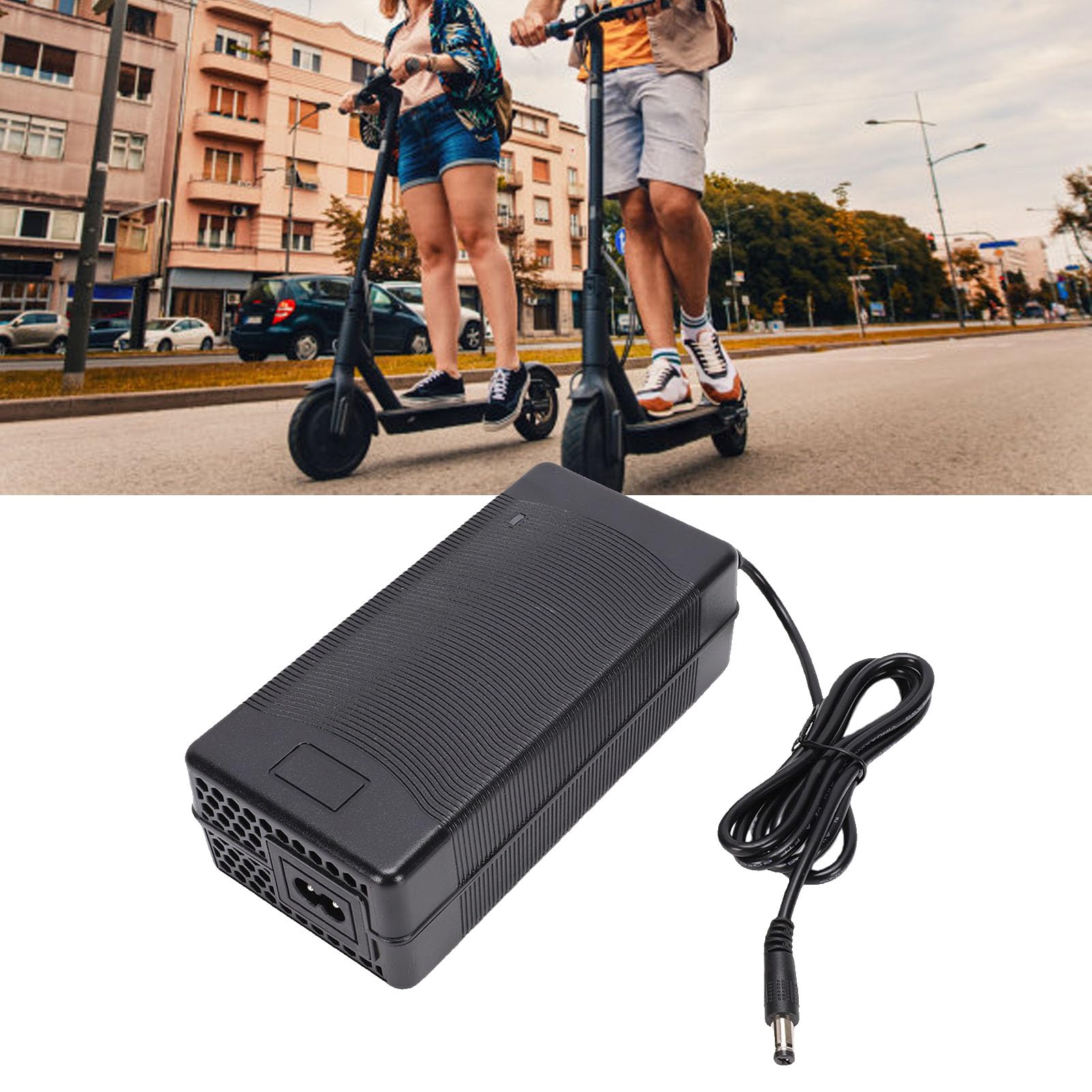 Alimentatore Veloce Bici Elettrica 54,6V 2A 48V 13S (Spina europea) | Protezione da Sovraccarico e Cortocircuito, Testato UL, Indicatore LED, Guscio in ABS, 6 Adattatori