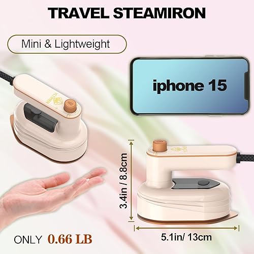 Miniatura 2 de Mini plancha de viaje para ropa, 180 grados, 2 en 1, pequeña plancha de mano portátil con planchado en seco y húmedo para ropa de negocios en el
