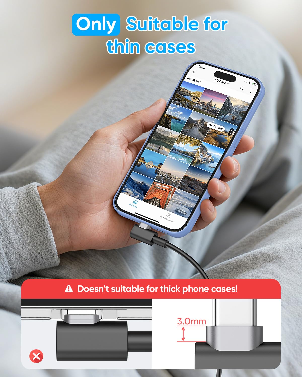 SUNGUY USB C to USB C Right Angle Cable 2FT, 2Pcs 60W Fast Charging 90 Degree USBC to USBC Cable Compatible with iPhone 17 16 15 Pro Max, MacBook Pro, iPad Pro, Galaxy S25/S24 - Image 5