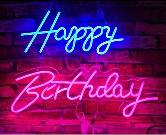 Amazon Ledネオンサイン Happy Birthday 看板お誕生日おめでとうサイン ベース透明コンledネオンビールバー壁の装飾ライト 誕生日 子供プレゼント韓国ハングル Christmas Gift Birthday Kids Present ビスポーク Happy Birthday 58cm 店舗看板 文房具