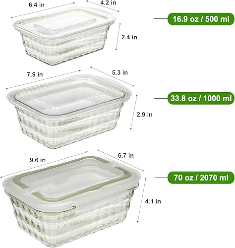 Miniatura 2 de Taiuloo Juego de 3 recipientes de almacenamiento de alimentos con tapas y asa, recipientes de plástico sin BPA para preparación de comidas y
