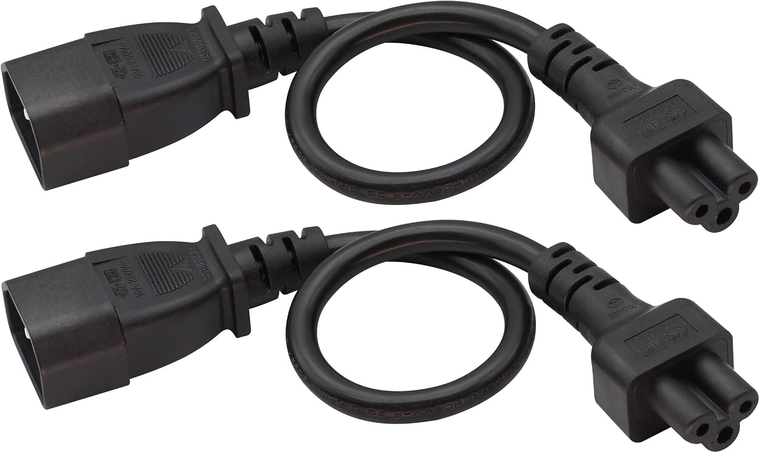(2 Pack) C14 to C5 AC Cable, 10A 125V IEC 3Pole Male to Female Power Adapter, C5 to C14 AC Converter for Laptop Receptacle Converter (0.3m/1ft)