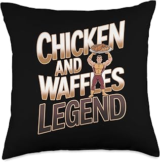 Chicken and Waffles Legend Throw Pillow