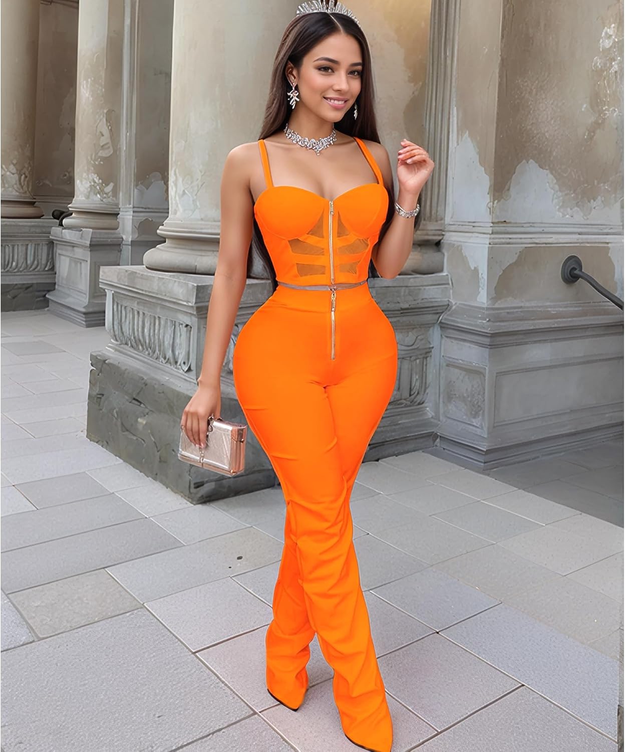 Jigfar Women Sexy Elegant Jumpsuit Going Out Romper Party Club Night Outfit image 2