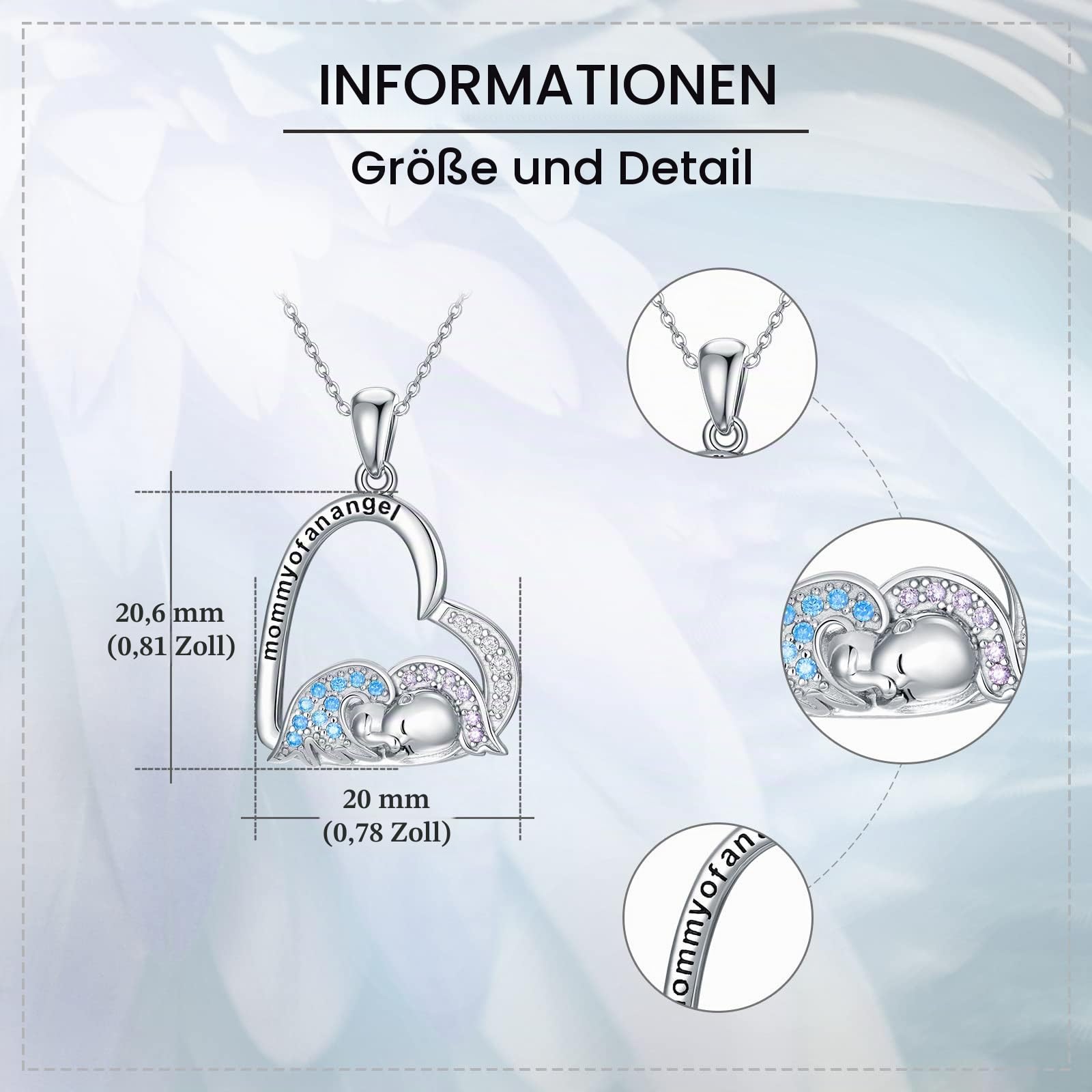 Angel/Foot Print Fehlgeburt Halskette für Frauen Sterling Silber Erinnerung Verlust Schwangerschaft Schmuck für Eltern