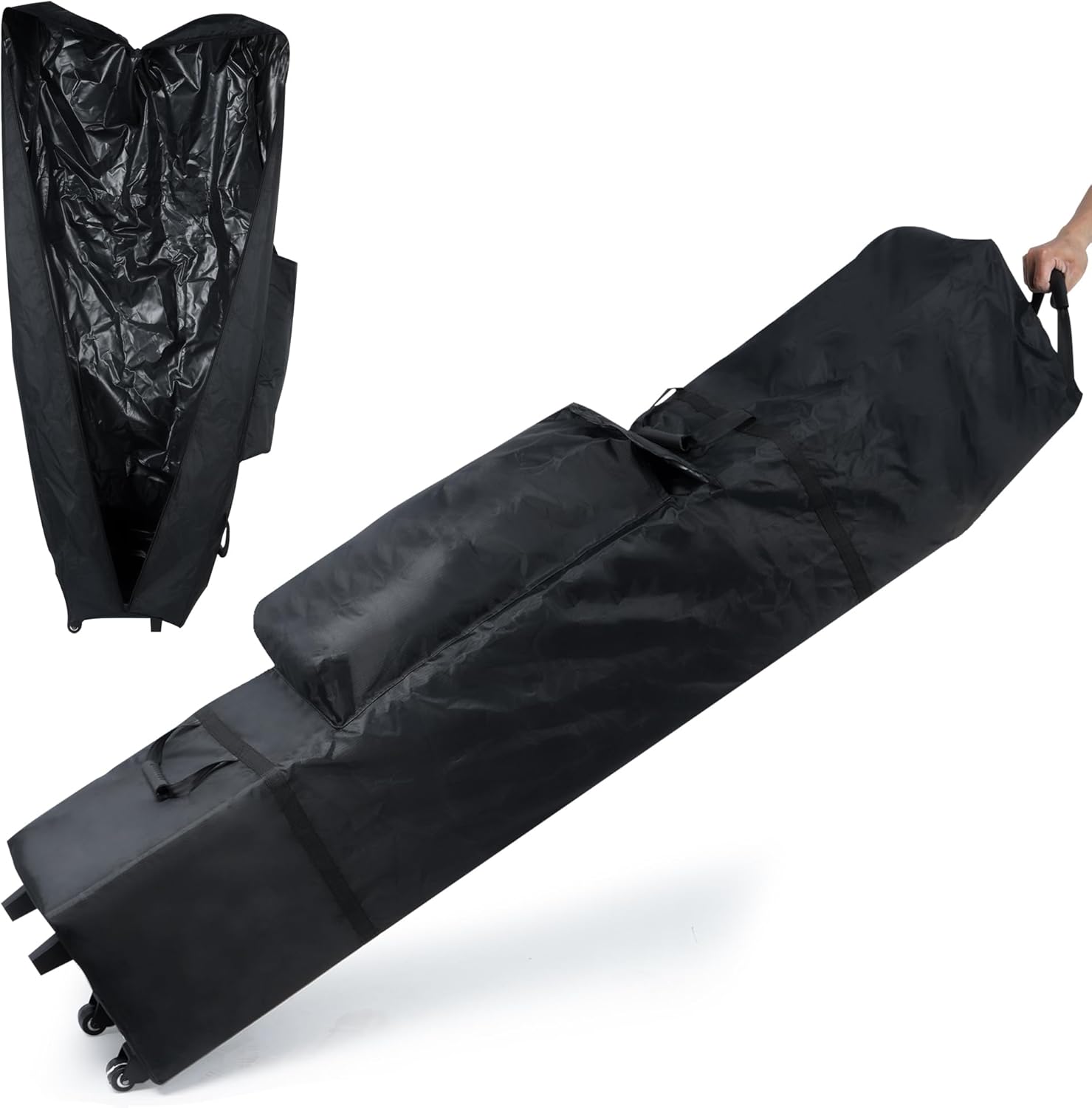 AIWFL Wheel Canopy Bag Replacement 11.8 x 11.8 x 63 Inch Balck Waterproof Pop Up Tent Canopy Roller Bag for Outdoor, 1680D Instant Canopy Storage Bag with 3 Handles - Image 6