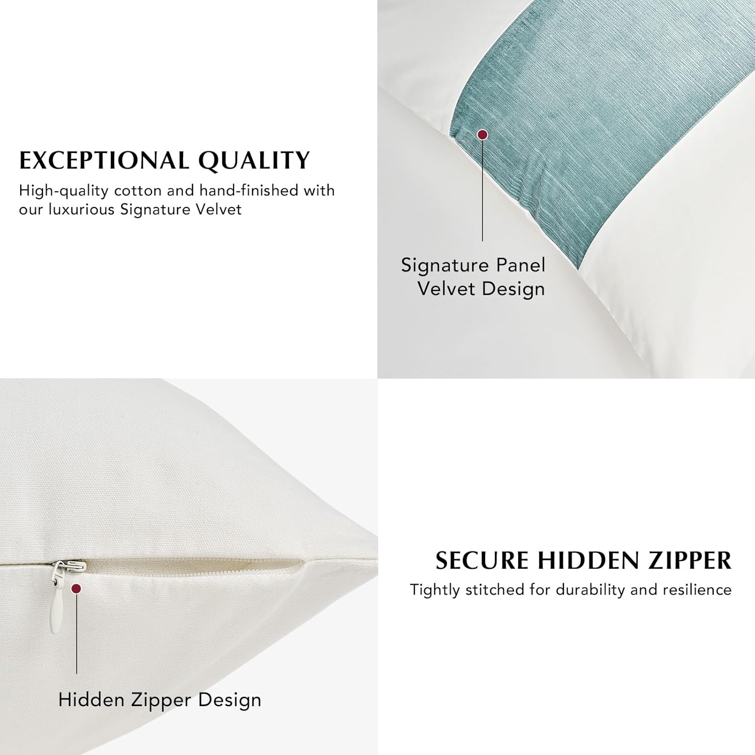 EVERGRACE x Kinsey Walsh Signature Velvet Panel Cotton Pillow Covers Set of 2, Cream and Sand