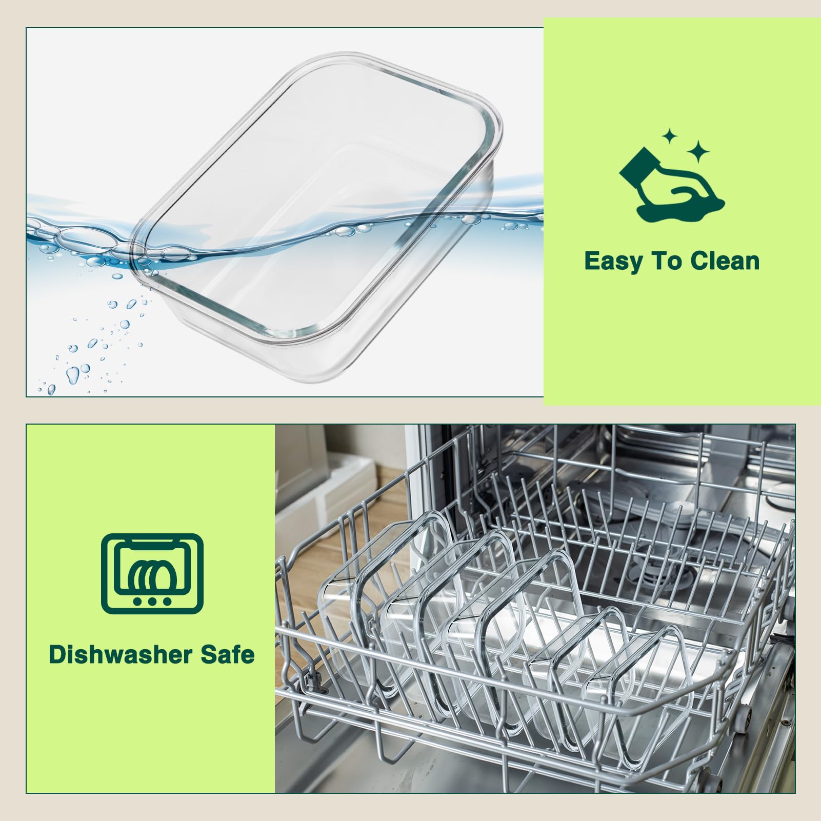 Glotoch - Confezione da 10 contenitori in vetro borosilicato con coperchio, riutilizzabili, ultra spessi, per la preparazione di alimenti, per la preparazione di alimenti, lavabili in lavastoviglie,
