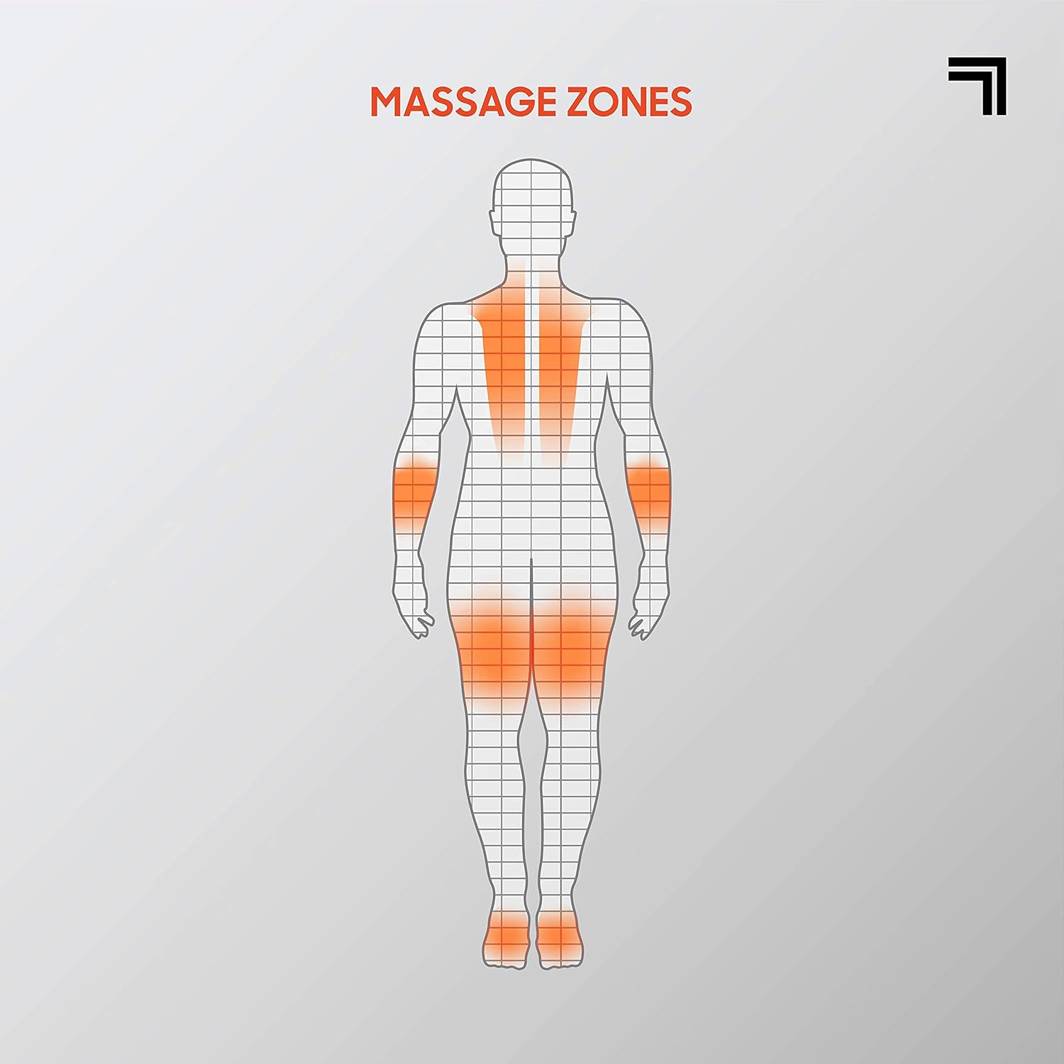 Diagram showing massage zones on a human body