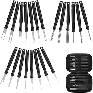 Upgraded Terminal Removal Tool Kit - 21Pcs Black Electrical Pin Removal Tool Kit, Electrical Wire Connector Pin Release Tool Kit for Automotive & Household Wiring Projects