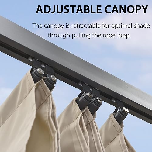 Miniatura 71 de PURPLE LEAF - Pérgola/kiosco retráctil de metal de 10 x 12 pies con toldo para exteriores, patio, jardín, porche, playa, pabellón estilo enrejado