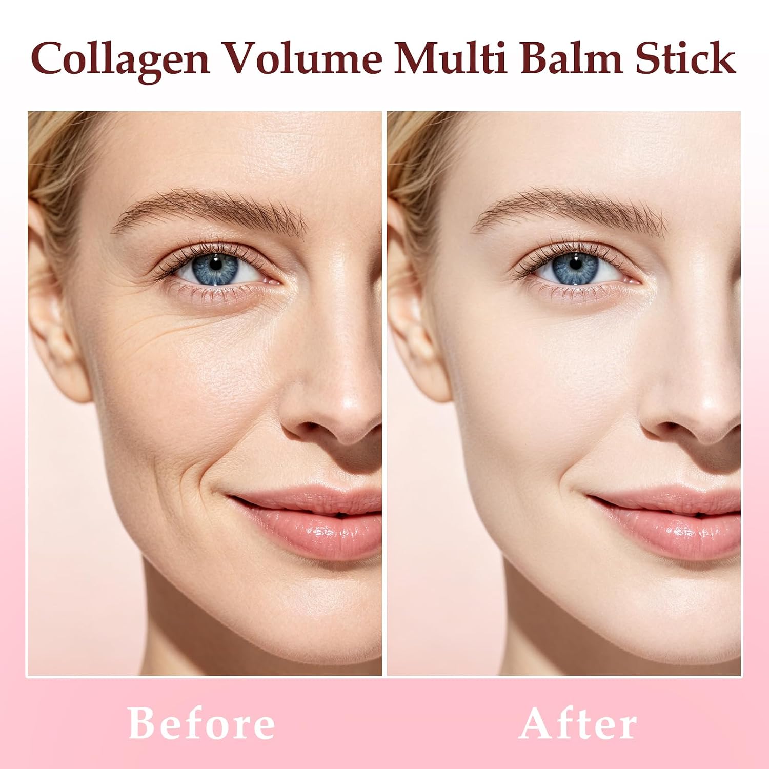 2Pack PDRN Pink Collagen Volume Multi Balm Stick,Volufiline Collagen Plumping Balm for Face & Body,All-in-One Hydrating Wrinkle Stick for Under Eyes,Neck,Smile Lines&Lips,Makeup Base Beauty Skin Care
