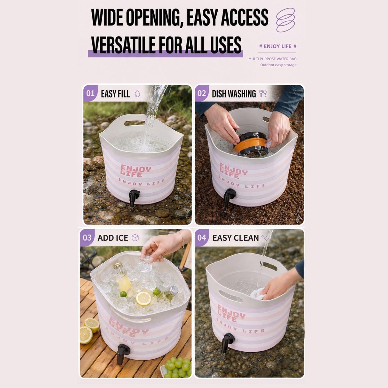 Bolsas de agua de 10 L a prueba de fugas para almacenamiento al aire libre con grifo, ideal para senderismo, pesca, canotaje, viajes, deportes de coche y mochileros