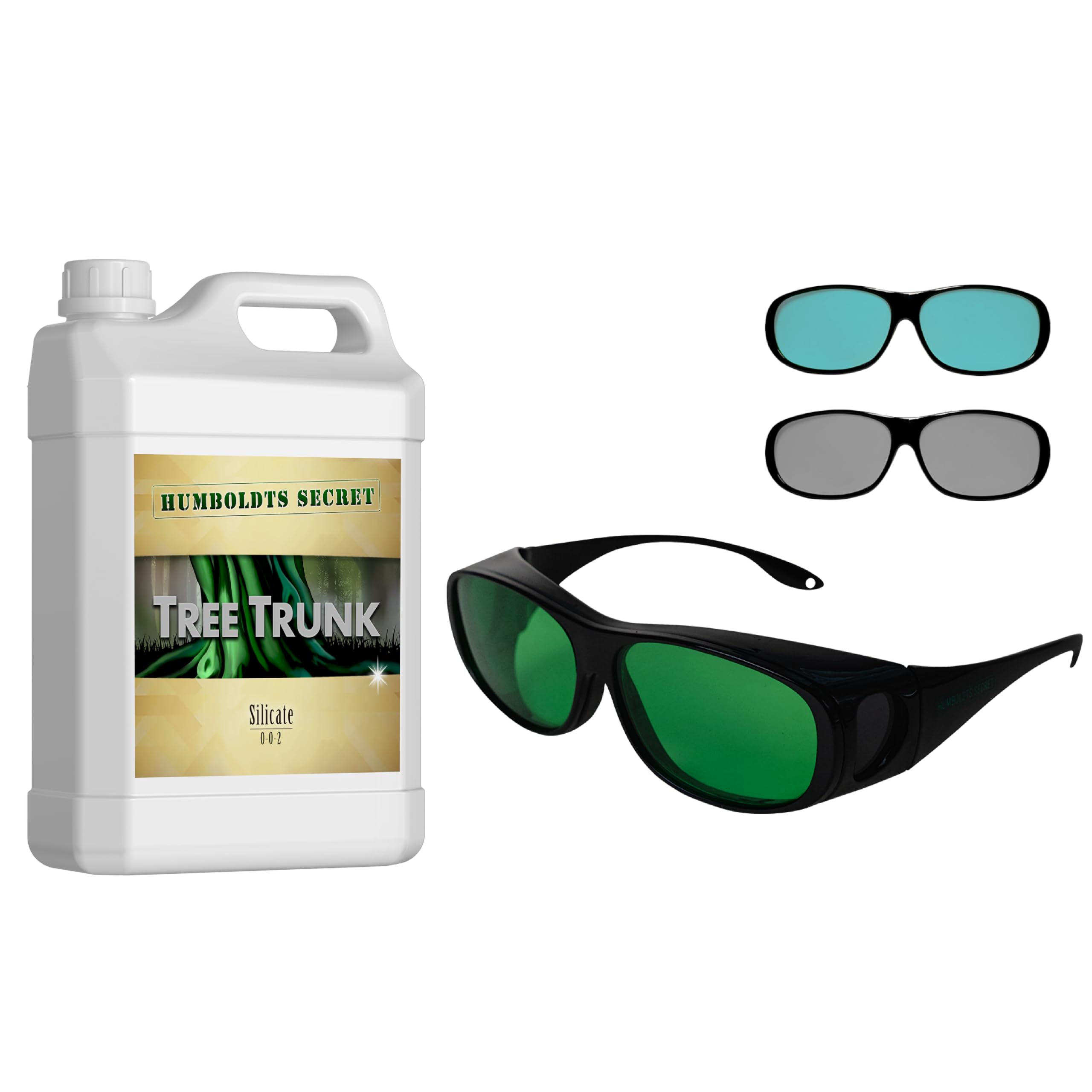 Humboldts Secret Tree Trunk - Silicate Additive - Indoor Plant Food - Liquid Fertilizer (32 Oz) w/Grow Room Glasses | Interchangeable Magnetic Sunglasses with UVA/UVB Blocking Protection
