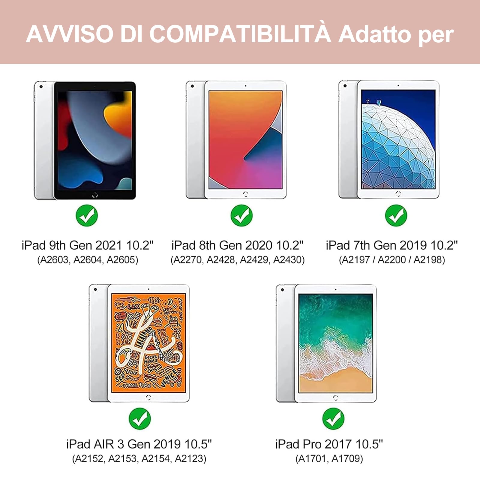 WAVATA Toetsenbord voor iPad 9e/8/7e generatie, iPad 10,2 inch met touchpad, beschermhoes met toetsenbord voor iPad Air 3, iPad Pro 10,5 inch (25,7 cm), magnetische achtergrondverlichting, afneembaar