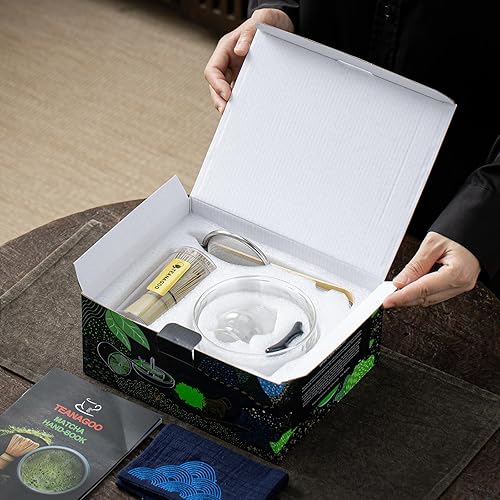 Miniatura 2 de TEANAGOO Batidor matcha japonés (7 piezas), juego de matcha Mtacha, cuenco matcha con boquilla de vertido, batidor matcha de bambú (chasen) cuchara