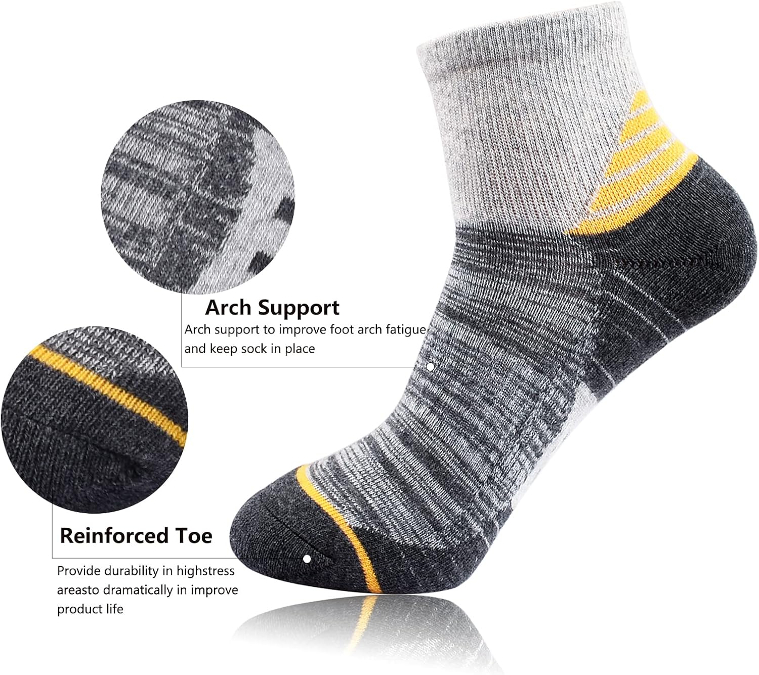 J.WMEET Women's Athletic Ankle Socks Quarter Cushioned Running Socks Hiking Performance Sport Cotton Socks 6 Pack - Image 5