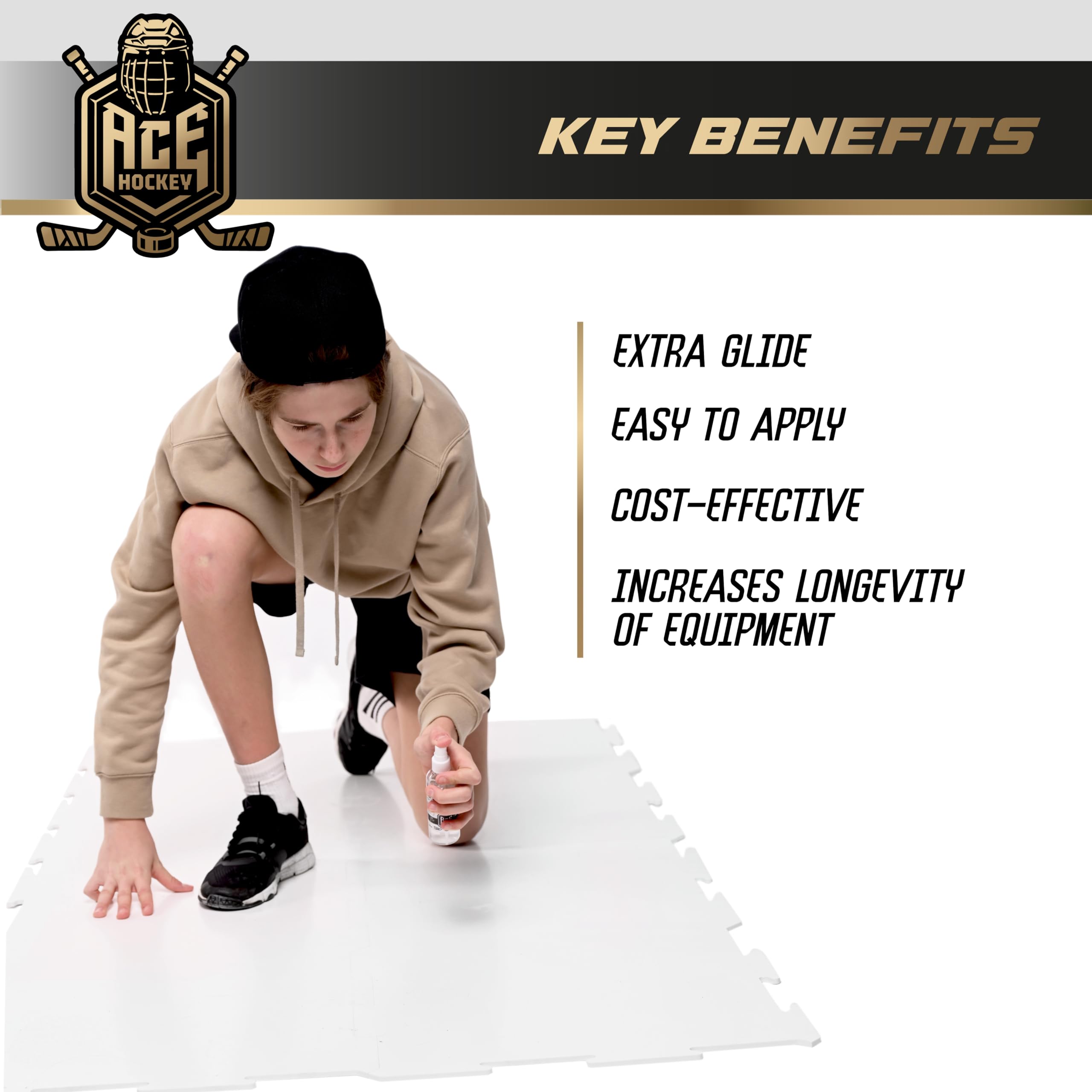ACE Hockey Liquid Spray for Hockey Tiles - Increases Glide on Synthetic Ice Surfaces - for Shooting Pads, Slide Boards - Enhance Hockey Stickhandling, Shooting and Passing Practices Experience